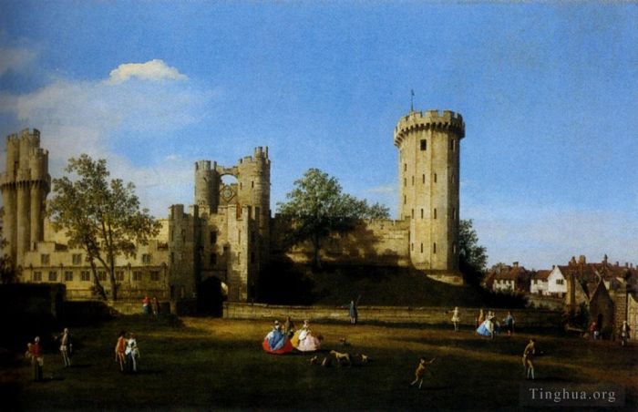Canaletto Ölgemälde - Die Ostfassade von Warwick Castle