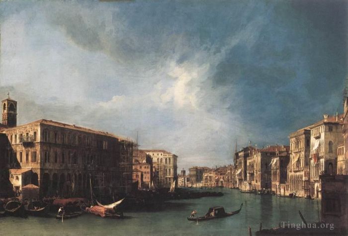 Canaletto Ölgemälde - Der Canal Grande von Rialto nach Norden