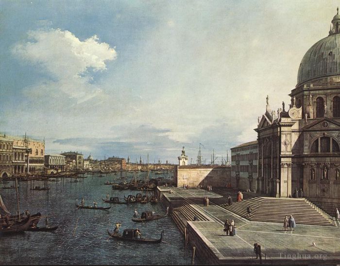 Canaletto Ölgemälde - Der Canal Grande an der Salute Church