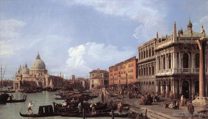 Canaletto Ölgemälde - Der Molo blickt nach Westen