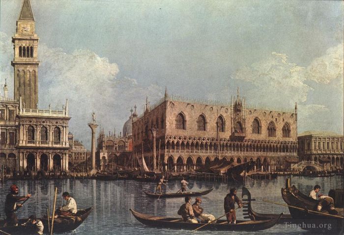 Canaletto Ölgemälde - Blick auf das Markusbecken von Bacino di San Marco