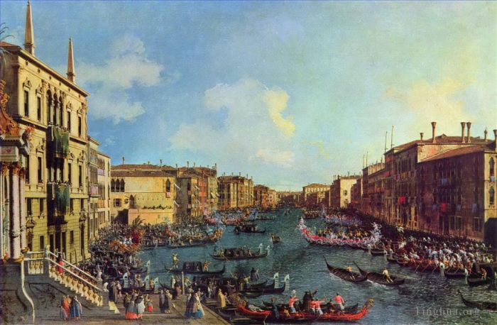 Canaletto Ölgemälde - Eine Regatta auf dem Canal Grande