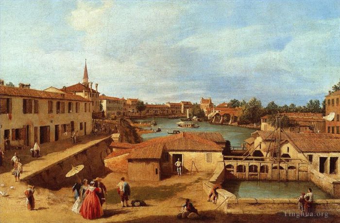 Canaletto Ölgemälde - Dolo an der Brenta