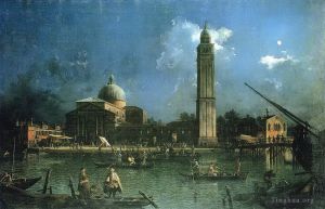 Canaletto Werk - Nächtliche Feier vor der Kirche San Pietro di Castello