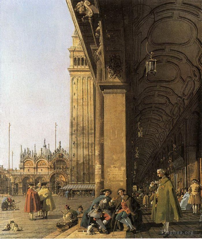 Canaletto Ölgemälde - Piazza San Marco, Blick nach Osten von der südwestlichen Ecke der Piazza San Marco und der Kolonnade