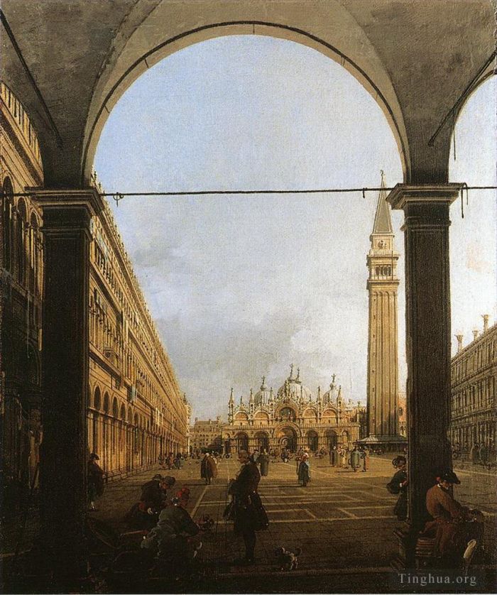 Canaletto Ölgemälde - Markusplatz mit Blick nach Osten