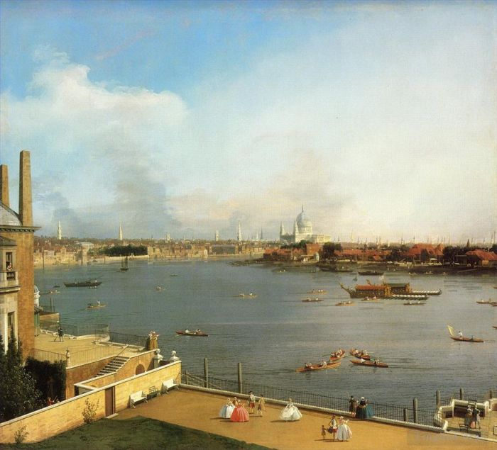 Canaletto Ölgemälde - Die Themse und die City of London aus Richmond House 1746