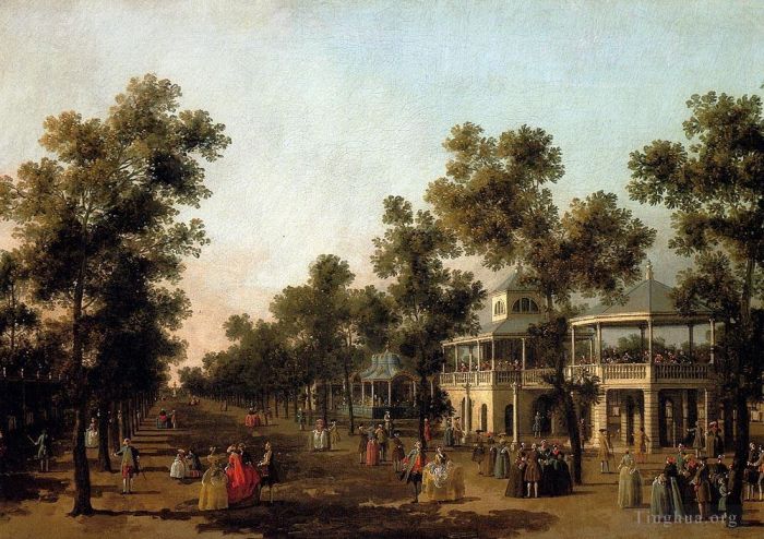 Canaletto Ölgemälde - Blick auf den Grand Walk Vauxhall Gardens mit dem Orchesterpavillon, dem Orgelhaus und dem Türkischen