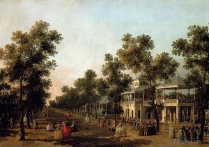 Canaletto Werk - Blick auf den Grand Walk Vauxhall Gardens mit dem Orchesterpavillon, dem Orgelhaus und dem Türkischen