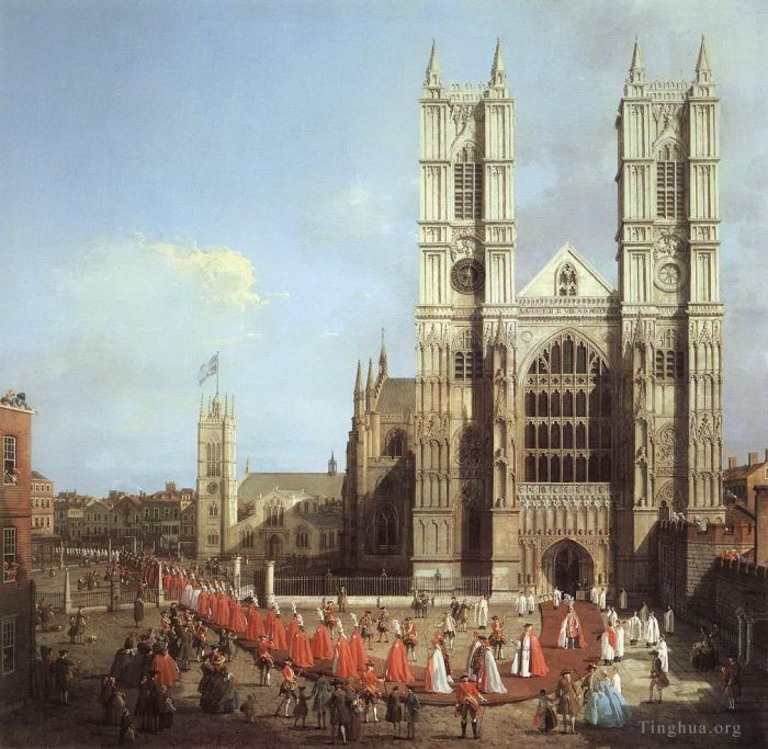 Canaletto Ölgemälde - Westminster Abbey mit einer Prozession der Ritter des Bades 1749