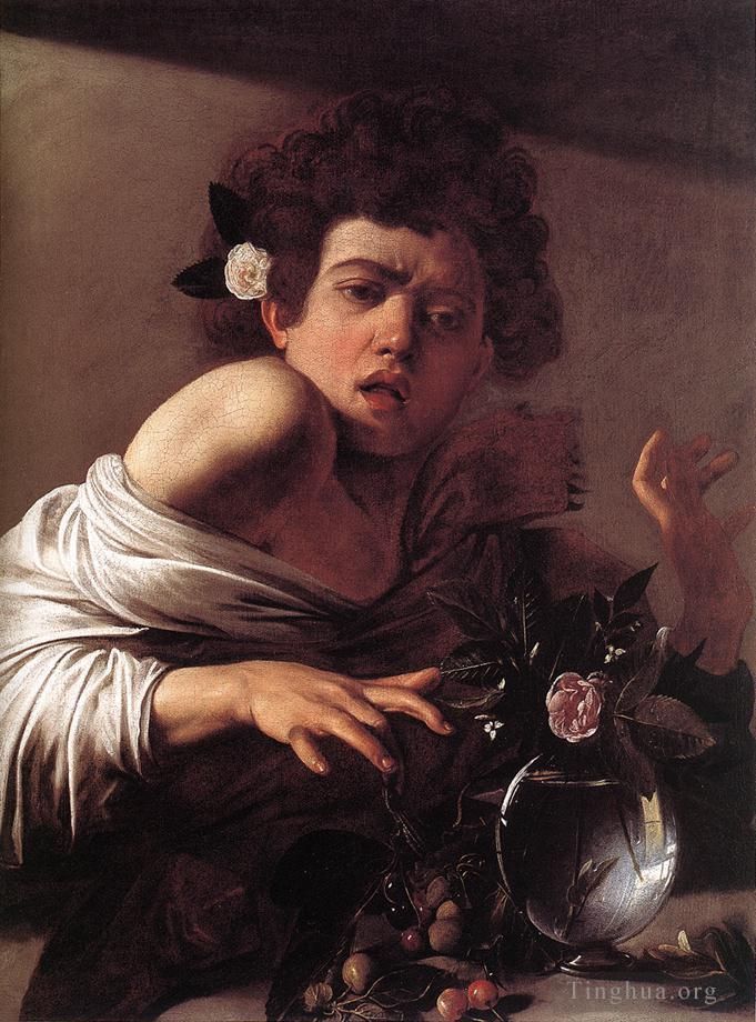 Caravaggio Ölgemälde - Junge von einer Eidechse gebissen