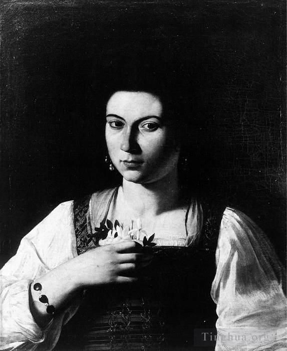 Caravaggio Ölgemälde - Porträt einer Kurtisane