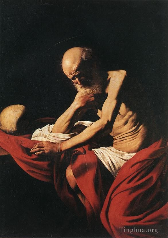 Caravaggio Ölgemälde - Der heilige Hieronymus in Meditation