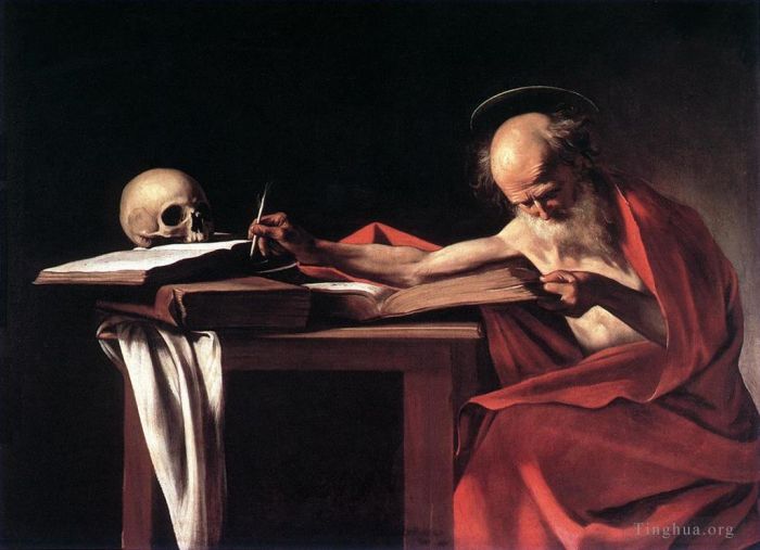 Caravaggio Ölgemälde - Der Heilige Hieronymus schreibt