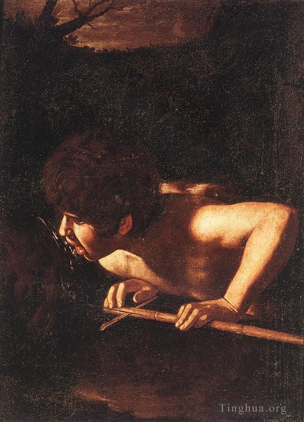 Caravaggio Ölgemälde - Johannes der Täufer am Brunnen