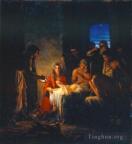 Carl Heinrich Bloch Ölgemälde - Die Geburt Christi