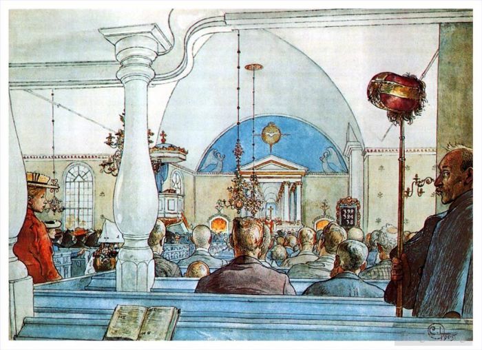 Carl Larsson Andere Malerei - In der Kirche 1905
