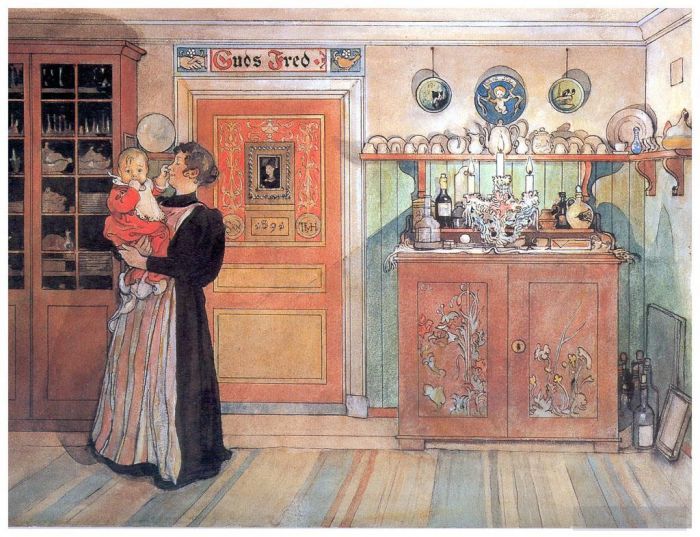 Carl Larsson Andere Malerei - Zwischen Weihnachten und Neujahr 1896