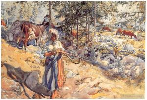 Carl Larsson Werk - Cowgirl auf der Wiese 1906
