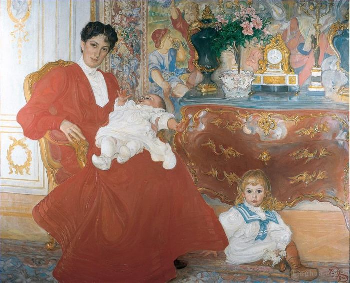 Carl Larsson Andere Malerei - Frau Dora Lamm und ihre beiden ältesten Söhne 1903
