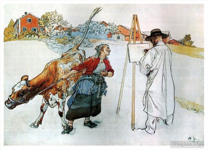 Carl Larsson Andere Malerei - Auf dem Bauernhof 1905