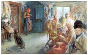 Carl Larsson Werk - Bauerninterieur im Winter 1890