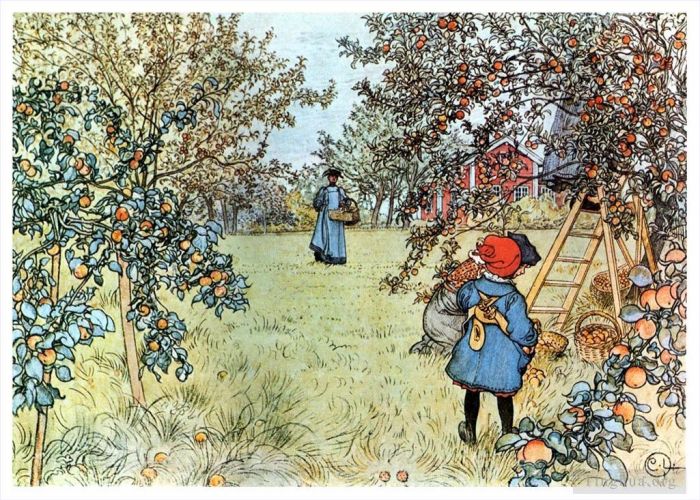 Carl Larsson Andere Malerei - Die Apfelernte 1903
