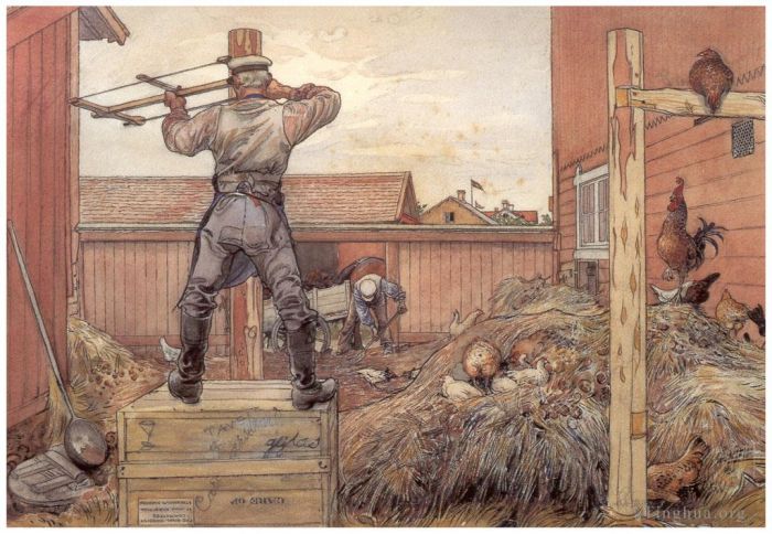Carl Larsson Andere Malerei - Der Misthaufen 1906