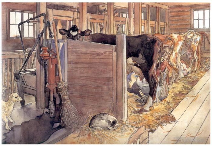 Carl Larsson Andere Malerei - Der Stall 1906