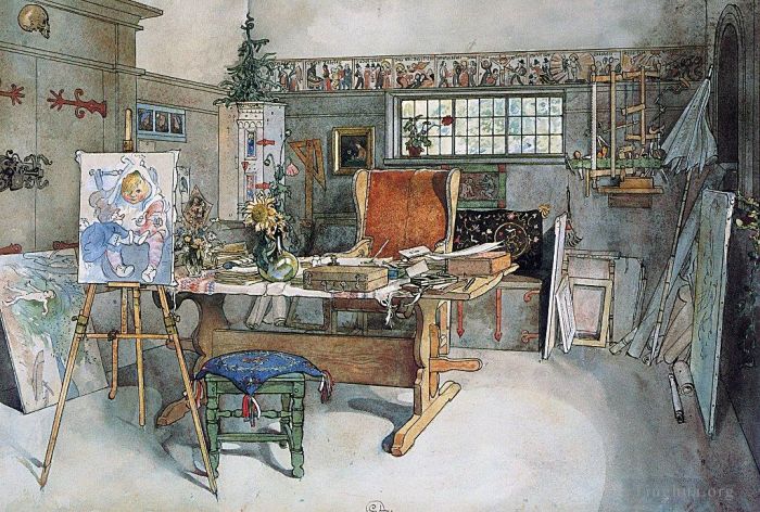 Carl Larsson Andere Malerei - Das Atelier 1895