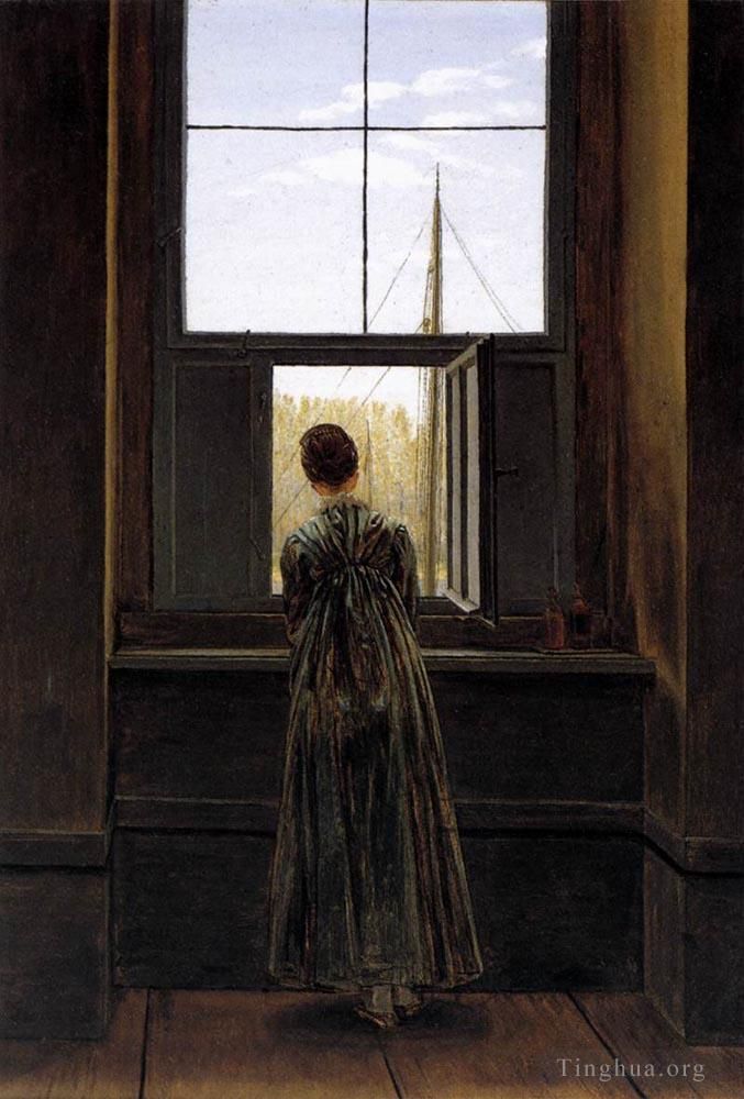 Caspar David Friedrich Ölgemälde - Frau an einem Fenster