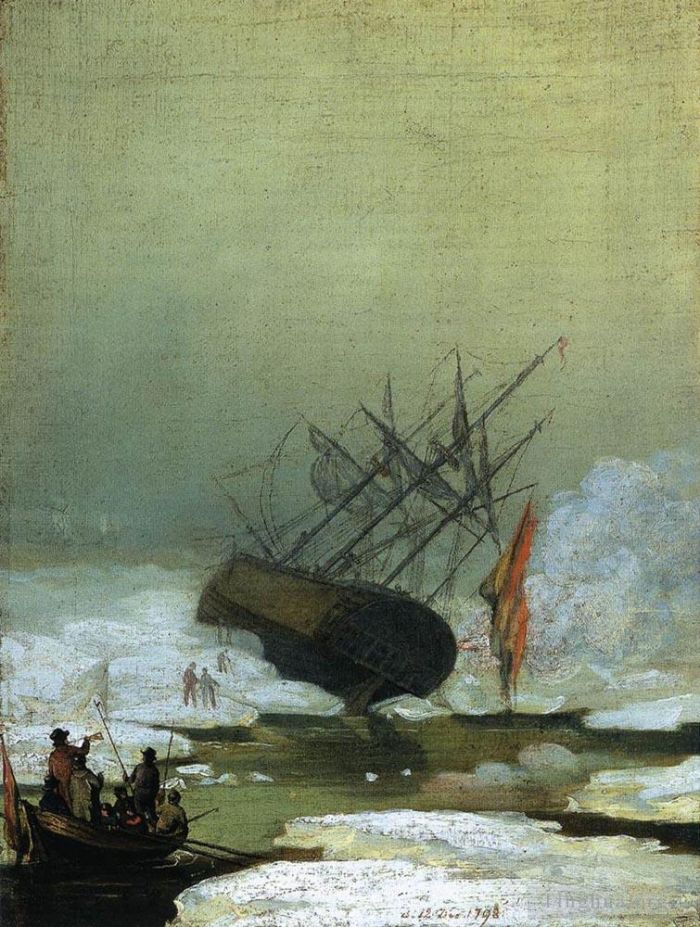 Caspar David Friedrich Andere Malerei - Wrack am Meer Romantisches Boot