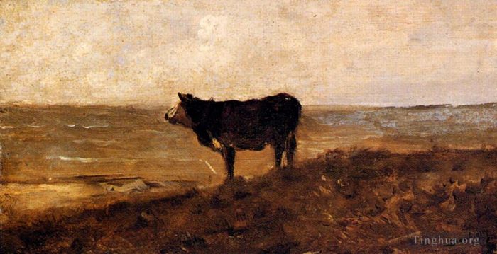 Charles-François Daubigny Ölgemälde - Die einsame Kuh