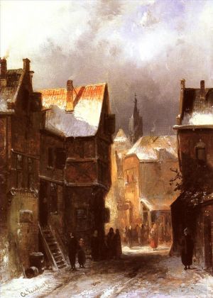 Charles Leickert Werk - Eine holländische Stadt im Winter