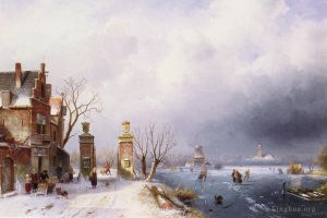 Charles Leickert Werk - Belgischer Lansca von 181 bis 1907, sonnendurchfluteter Winter