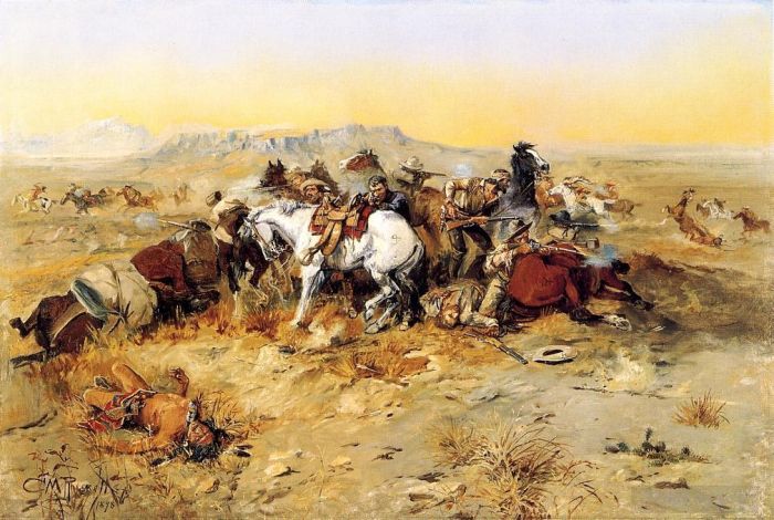 Charles Marion Russell Ölgemälde - Ein verzweifelter Cowboy