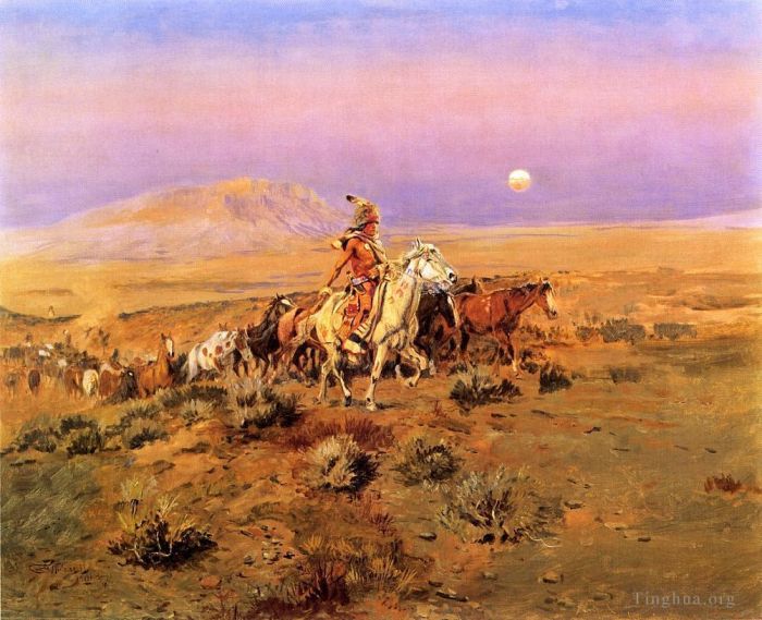 Charles Marion Russell Ölgemälde - Die Pferdediebe