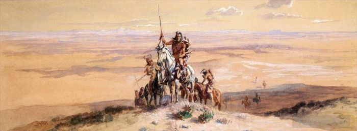 Charles Marion Russell Andere Malerei - Indianer in der Ebene