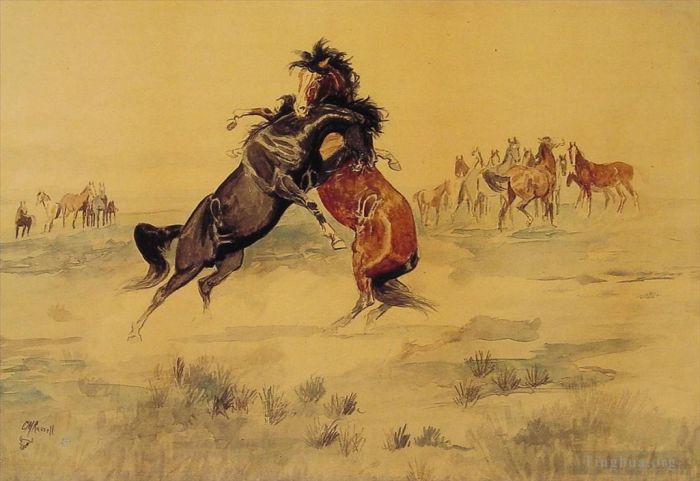 Charles Marion Russell Andere Malerei - Das Challenge-Pferd