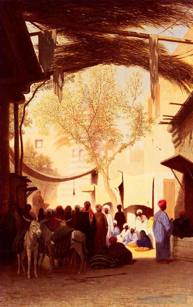 Charles-Théodore Frère Ölgemälde - Ein Marktplatz in Kairo
