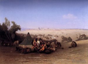 Charles-Théodore Frère Werk - Ein arabisches Lager auf dem Ölberg mit Jerusalem dahinter