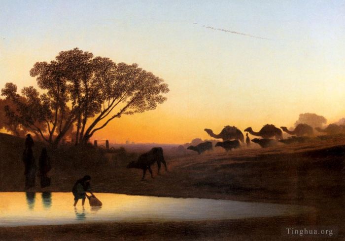 Charles-Théodore Frère Ölgemälde - Sonnenuntergang auf der Nillandschaft Charles Theodore Frere