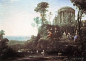Claude Lorrain Werk - Apollo und die Musen auf dem Berg Helion Parnass