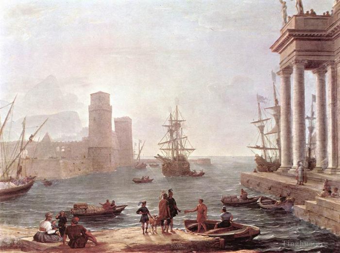 Claude Lorrain Ölgemälde - Abreise des Odysseus aus dem Land der Feaci