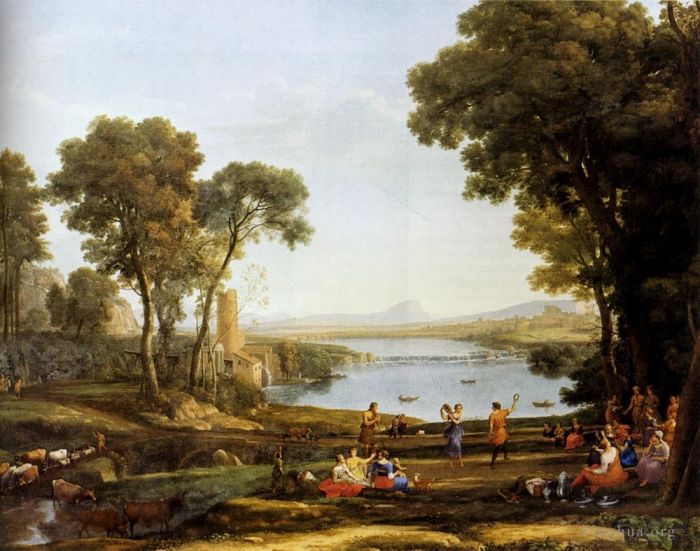 Claude Lorrain Ölgemälde - Landschaft mit der Hochzeit von Isaak und Rebekka