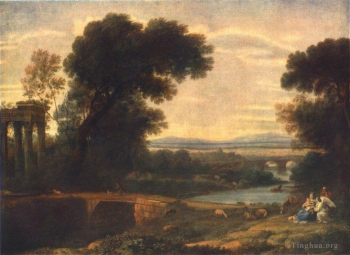 Claude Lorrain Ölgemälde - Landschaft mit der Ruhe auf der Flucht nach Ägypten 1666