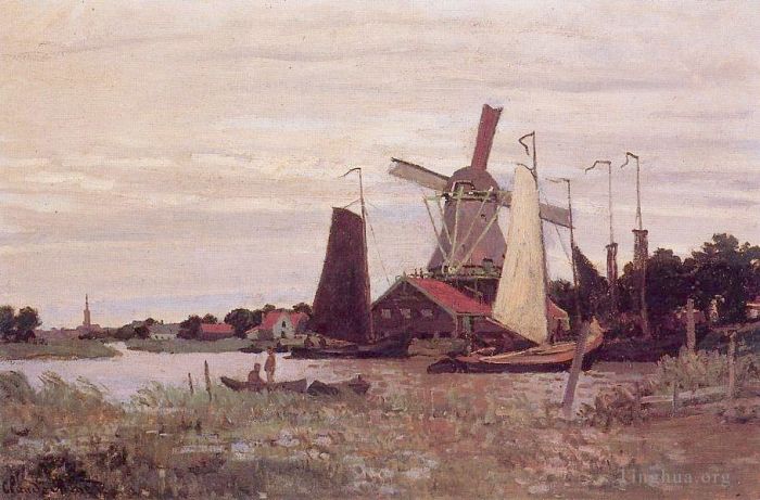 Claude Monet Ölgemälde - Eine Windmühle in Zaandam