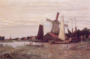 Claude Monet Werk - Eine Windmühle in Zaandam