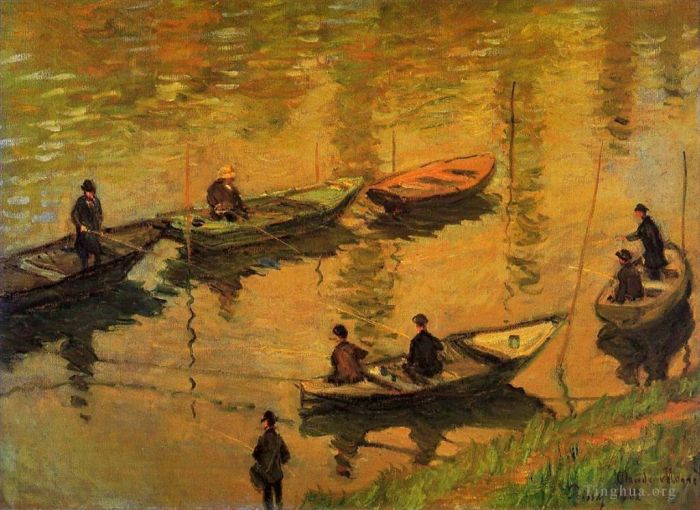 Claude Monet Ölgemälde - Angler auf der Seine bei Poissy