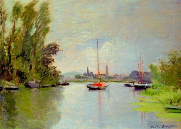 Claude Monet Ölgemälde - Argenteuil vom kleinen Arm der Seine aus gesehen